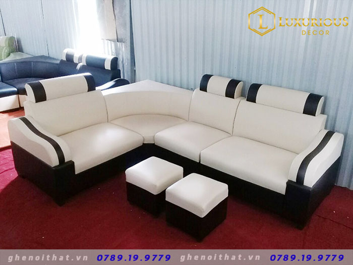 sofa góc màu trắng hiện đại