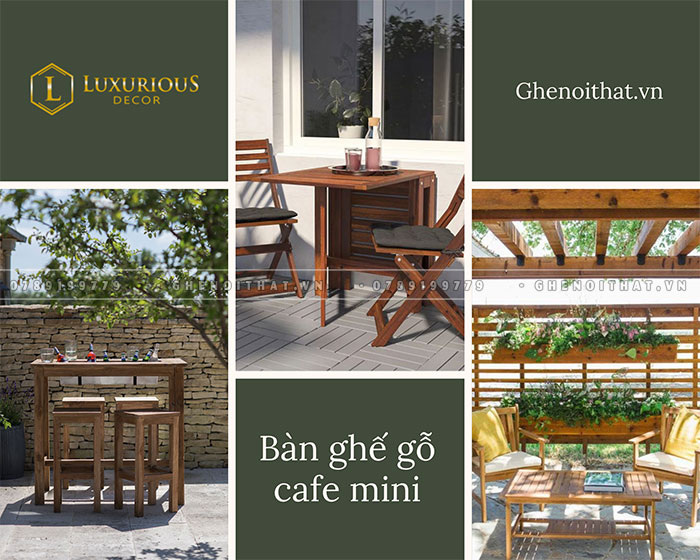 Bàn Ghế Gỗ Cafe Mini