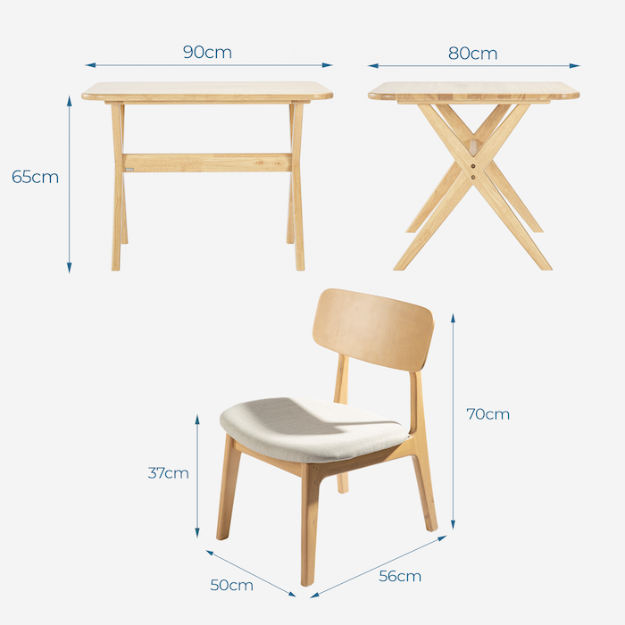Kích thước bàn ghế hình vuông và hình chữ nhât 