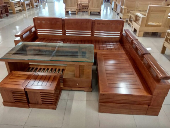 Mẫu bàn ghế gỗ phòng khách giá 5 triệu làm bằng gỗ tự nhiên 